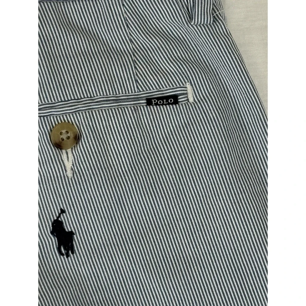 Polo Ralph Lauren Shorts Blue White Seersucker‎ Chino Pony Logo All Over Mens 29